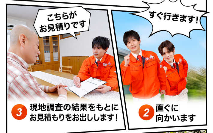 すぐに駆け付け～お見積りを提示するイメージ