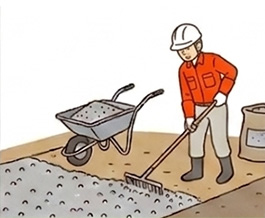 砂利敷き作業